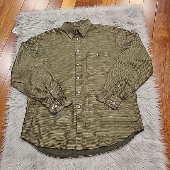 Luca diMarco Italy mens black, brown‎ and gold stripped button down long sleeve - Picture 1 of 5